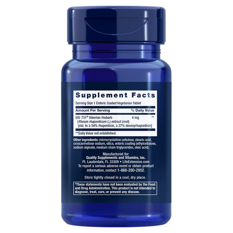 Life Extension Menopause 731™ – Siberian Rhubarb – Menopause Supplement for Women – Ease Hot Flashes, Mood Swings, Night Sweats Relief – Hormone-Free, Gluten-Free, Non-Gmo, Vegetarian – 30 Tablets