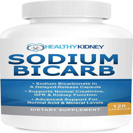 Healthy Kidney Sodium Bicarb 650Mg Capsules, Sodium Bicarbonate to Support Normal Kidney Function, Kidney Health Supplement for Kidney Support, Acid Relief, Alkalinity, 120 Capsules