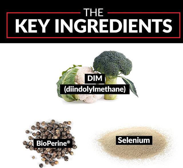 Force Factor DIM Pills to Decrease Estrogen in Men, Diindolylmethane Supplement with Key Natural Ingredients and Superior Absorption, Diindolylmethane 300Mg, Works Fast, 30 Capsules