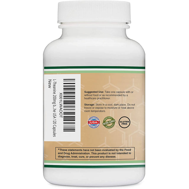 L-Theanine 200Mg Capsules (Third Party Tested), 60 Capsules by Double Wood Supplements