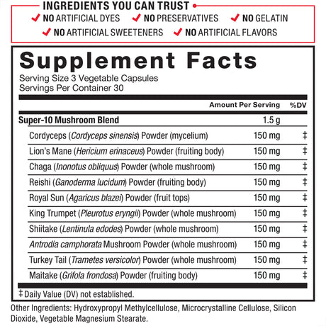 Force Factor Modern Mushrooms Capsules, Mushroom Supplement to Support Energy, Focus, Immunity, & Digestion with Cordyceps, Turkey Tail, Chaga, Reishi, Lion’S Mane, Shiitake, 90 Vegetable Capsules