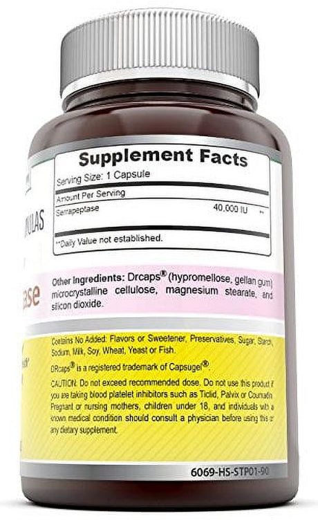 Amazing Formulas Serrapeptase 40000 IU 90 Capsules