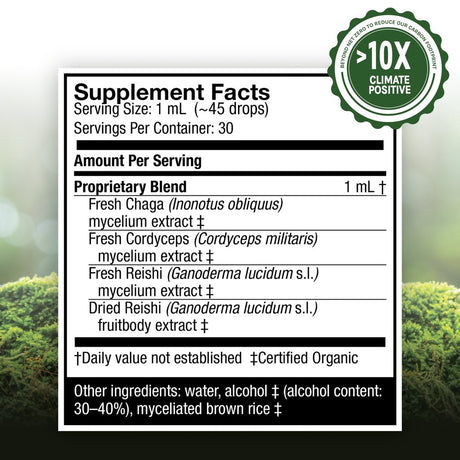 Host Defense, Breathe Extract, Respiratory Support, Mushroom Supplement with Cordyceps, Reishi and Chaga, Plain, 1 Fl Oz