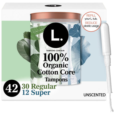 L. Organic Cotton Tampons Duopack - Regular/Super Absorbency, 42 Ct