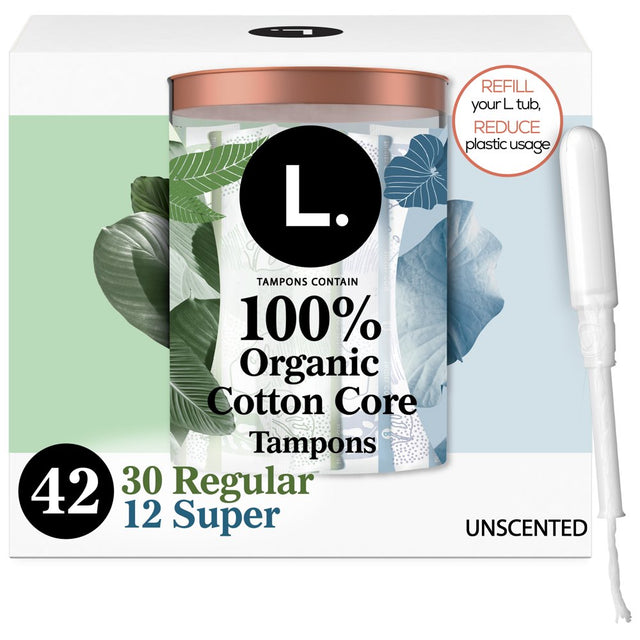 L. Organic Cotton Tampons Duopack - Regular/Super Absorbency, 42 Ct