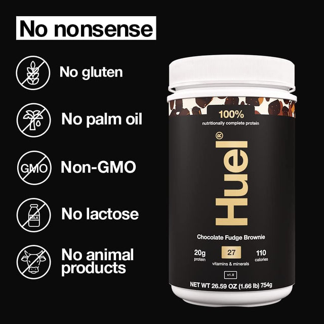 Huel Vegan Protein Powder | Chocolate Fudge Brownie | Complete Nutrition | 20G Protein, 27 Vitamins and Minerals, 100% Plant-Based, Gluten Free, Non-Gmo, Lactose Free | 26 Servings