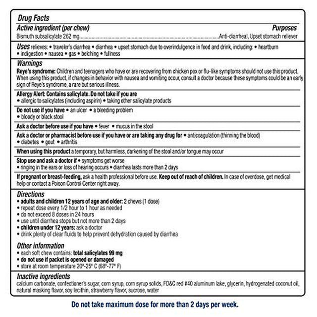 Kaopectate Soft Chews, Bismuth Subsalicylate, Anti-Diarrheal and Upset Stomach Reliever - 24 Count