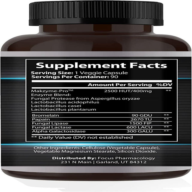 Focus Pharmacology Digestive Enzymes and Priobiotics Blend - 180 Ct Protease, Lipase, Lactase, Galactosidase, Acidophilus, Casei, Plantarum