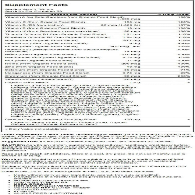 Garden of Life Mykind Organics Prenatal Multi, 180 Tablets