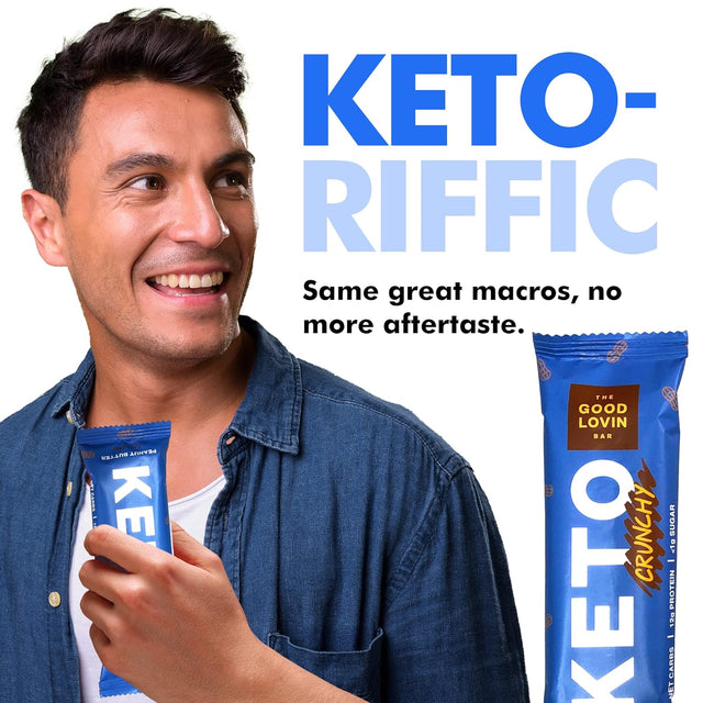 Keto Snack Bars | Low Carb Vegan Protein Bars | Healthy, Low Sugar Plant Based Snacks | Gluten Free Paleo Bars | Keto Friendly Food by the Good Lovin Bar - 4 Count (Crunchy Peanut Butter)