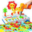 Gara Kids Construction Toy Set, 224 Pcs Peg Board Puzzle STEM Building Toy, 2-In-1 Preschool Learning Creative Toys, Take Apart Toy with Electric Drill for Children 3-10 Years Old