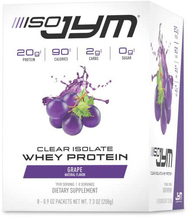 JYM Supplement Science Grape Candy Grab & Go Packets, 90 Calories, 100% Whey Protein Isolate, Zero Sugars, Mixes Clear, for Women & Men, Jym Supplement Science, 8 Servings