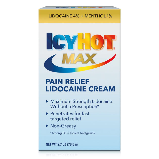 Icy Hot Maximum Strength Muscle & Joint Pain Relief Numbing Cream with Lidocaine and Menthol, 2.7Oz