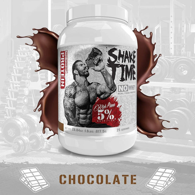 5% Nutrition Rich Piana Shake Time | No-Whey 26G Animal Based Protein Drink | Grass-Fed Beef, Chicken, Whole Egg | No Sugar, Dairy, or Soy (Chocolate)