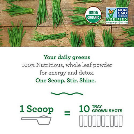Amazing Grass Wheat Grass Powder: 100% Whole-Leaf Wheat Grass Powder for Energy, Detox & Immunity Support, Chlorophyll Providing Greens, 30 Servings 30 Servings (Pack of 1)