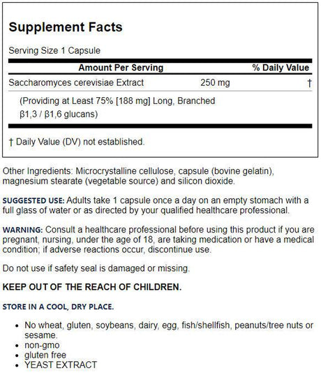 Jarrow Formulas, Inc. Beta Glucan 250 Mg 60 Caps