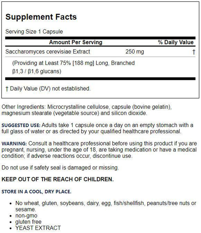 Jarrow Formulas, Inc. Beta Glucan 250 Mg 60 Caps