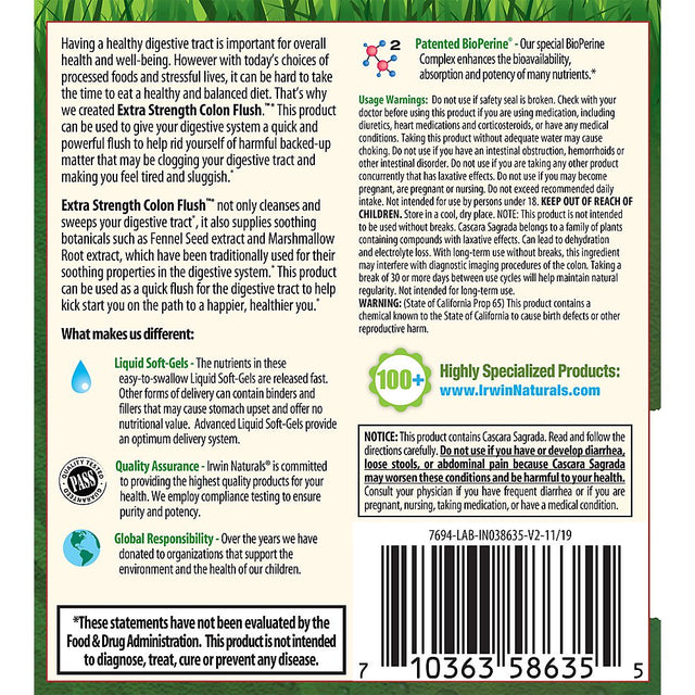 Irwin Naturals Extra Strength Colon Flush, 60 Liquid Soft-Gels