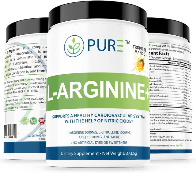 L-Arginine+ L- Arginine+, L- Arginine L Citrulline Coq10 and More! Support for Blood Pressure, Cholesterol, Energy, Blood Flow, Muscle Development & More (Tropical Mango)