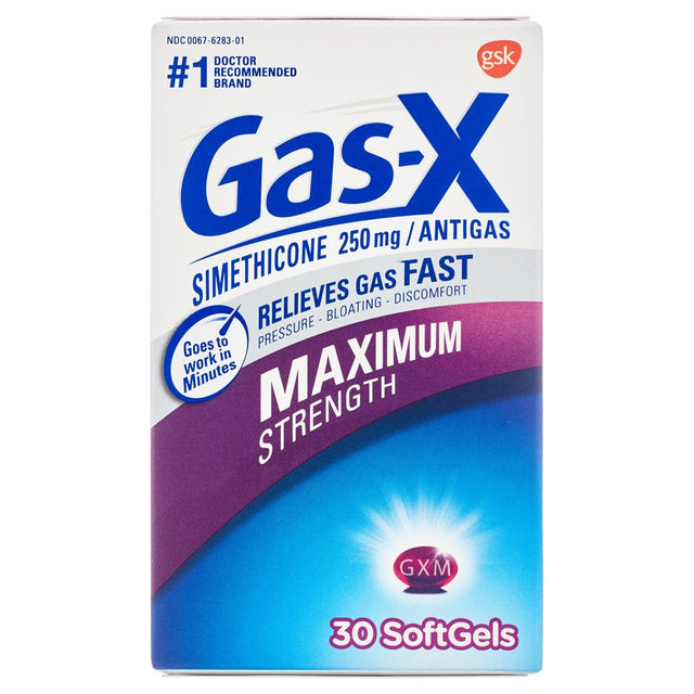 Gas-X Maximum Strength Simethicone Medicine for Fast Gas Relief Softgels, 30 Count