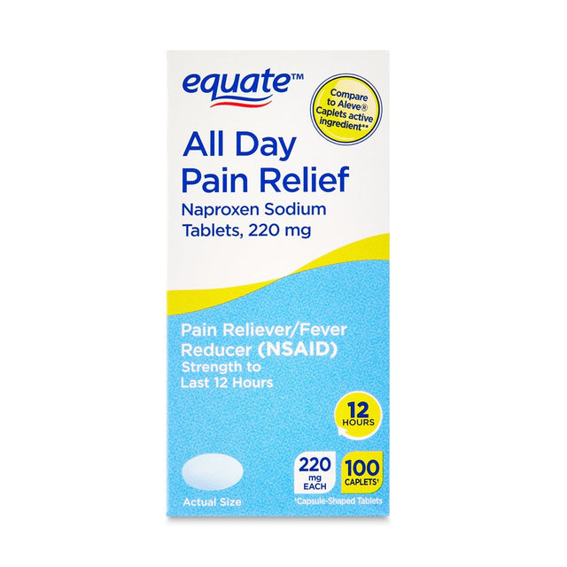 Equate Naproxen Sodium Tablets USP, 220 Mg, Pain Reliever and Fever Reducer, 100 Count