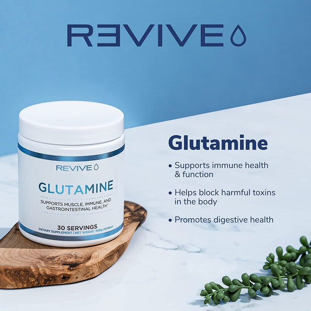 Revive MD Gut L-Glutamine Powder Muscle Recovery & Immune System Booster for Adults - Promotes Digestive Health & Reduces Muscle Soreness - Immunity & Digestion Vegan Pure L Glutamine Supplement