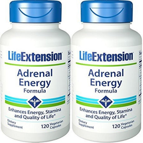 Life Extension Adrenal Energy Formula 120 Vegetarian Capsules - 2 Pack
