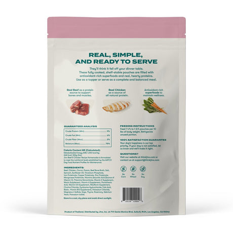 Jinx Homemades Beef & Chicken Recipe Wet Natural Dog Food, Grain-Free, 9 Oz. Pouch