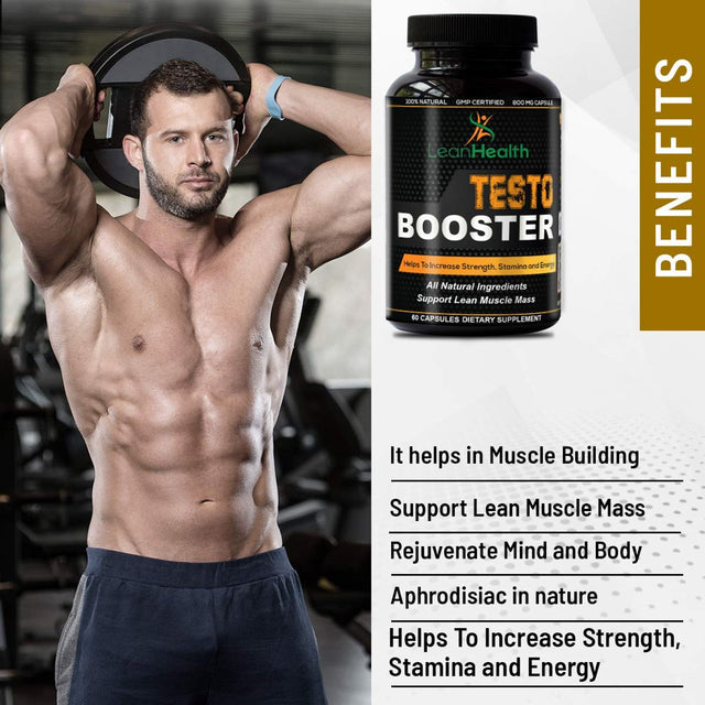 Leanhealth Testo Booster 800Mg Dietary Supplement Supports Muscle Growth, Boosts Stamina & Strength, Provides Energy & Endurance for Men & Women 60 Capsules Pack of 2