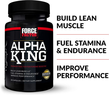FORCE FACTOR Alpha King, 2-Pack, Total Testosterone Booster Supplement for Men with Fenugreek Seed, Tribulus to Build Lean Muscle and Improve Athletic Performance, 60 Capsules