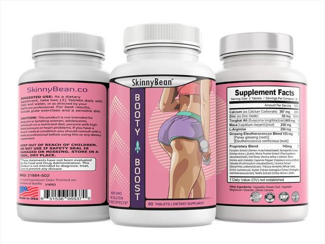 Get a Bigger, Firmer Booty with the Natural Booty Booster Butt Growth Supplement 60 Tablets - Try It Now!
