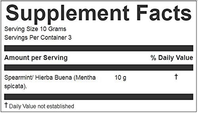 Hanan Peruvian Secrets Hierba Buena|100% Natural Spearmint|1.06Oz / 30G|Naturally Aids in Fighting Digestive Disorders, Abdominal Cramps|Promotes Healthy Digestion (1 Pack)