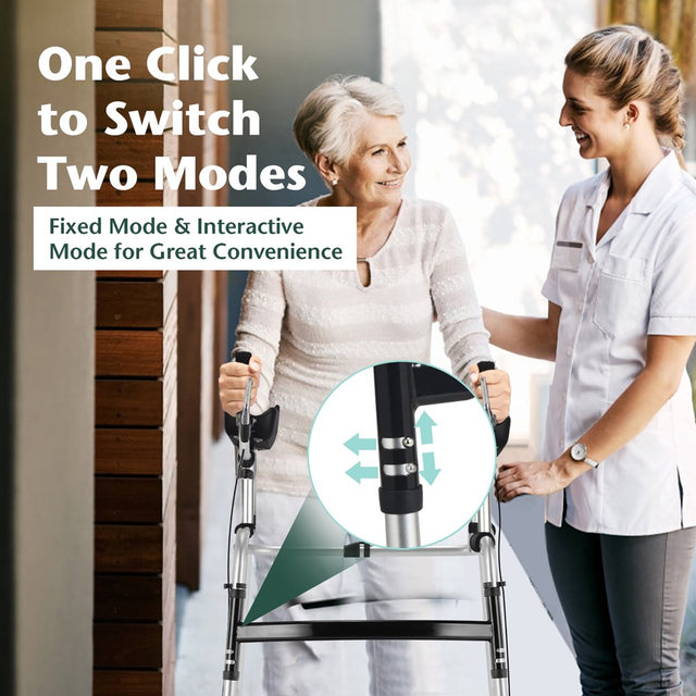 Gymax Folding Standard Walker Adjustable Rehabilitation Auxiliary Walking Frame