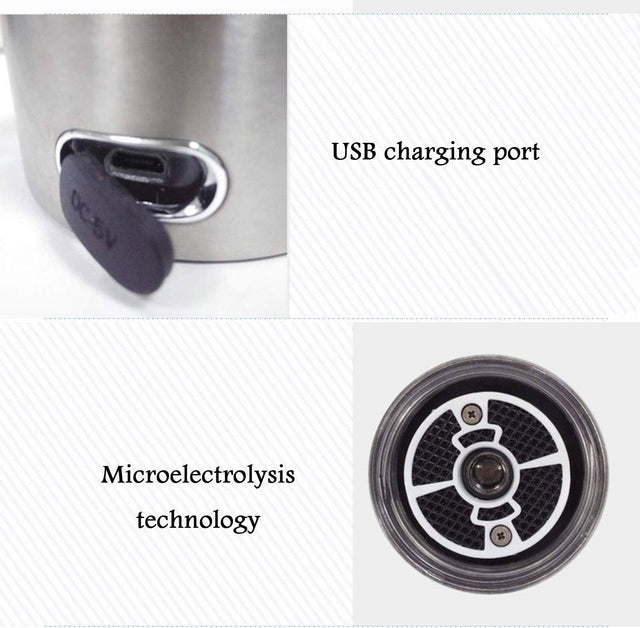 Portable 3 Minute Hydrogen-Rich Water Bottle Rechargeable High Concentration Hydrogen Generator Glass Bottle Anti-Aging Anti-Oxidation Alkaline Water Generator, 350Ml