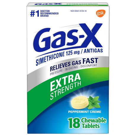 Gas-X Extra Strength Gas Relief Chewable Tablets, Peppermint Creme, 18 Count