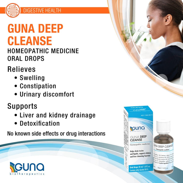 Guna Deep Cleanse Homeopathic All Natural Systemic Body Cleansing, Toxin Release, Liver and Kidney Support and Detoxification - 1 Ounce