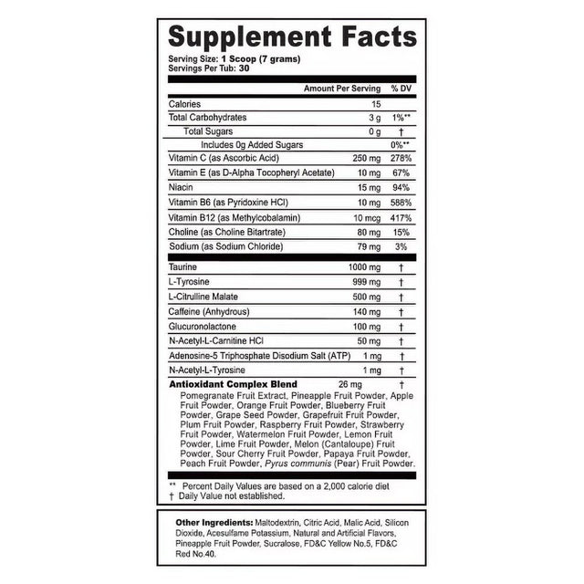 G Fuel Sonic Energy Supplement Powder with Antioxidant Complex Blend, Peach Rings Flavor, 30 Servings