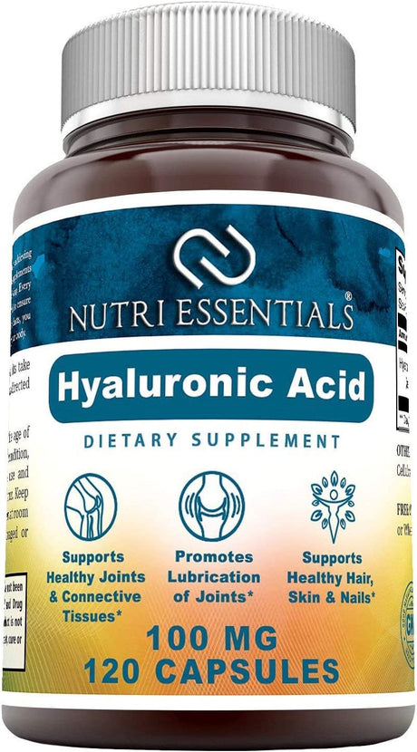 Nutri Essentials Hyaluronic Acid Dietary Supplement - 100 Mg 120 Capsules (Non-Gmo) - the Best Supplements for Joint Health, Skin Care & More*