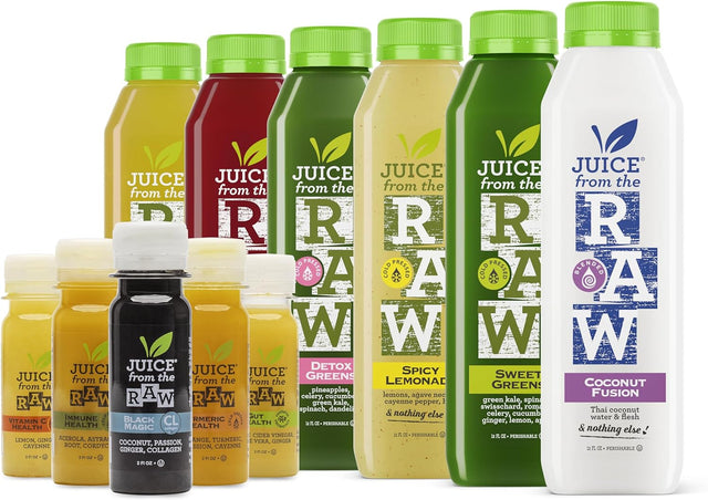 3-Day Juice Cleanse with Coconut Fusion + Shots by Juice from the RAW® - Most Popular Juice Cleanse/Detox / 100% Raw Cold-Pressed Juices (18 Bottles + 10 Shots)