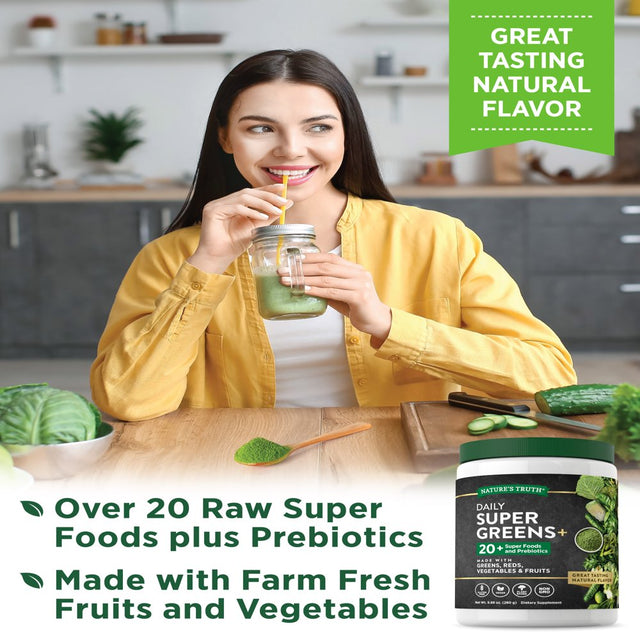 Greens Powder 9.88 Oz | 20 + Raw Superfoods, Prebiotics and Antioxidants | Vegetarian, Non-Gmo, Gluten Free Supplement | by Nature'S Truth