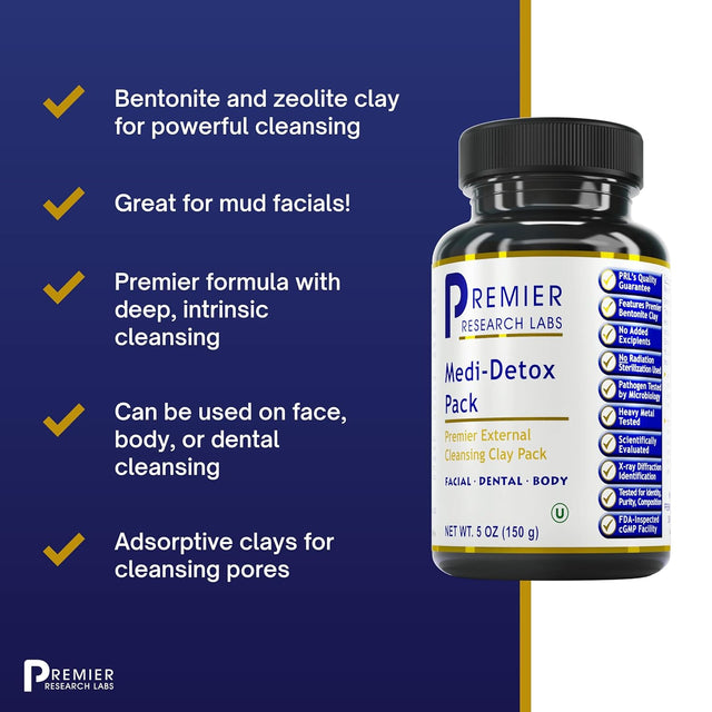 Premier Research Labs Medi-Dental Pack - Detoxifying Volcanic Clay - Dental & Body Cleansing - with Calcium Smectites Silica & Mineral Oxides - 5 Oz