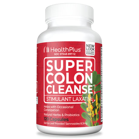 Health plus Super Colon Cleanse Laxative Capsules, 120-Count