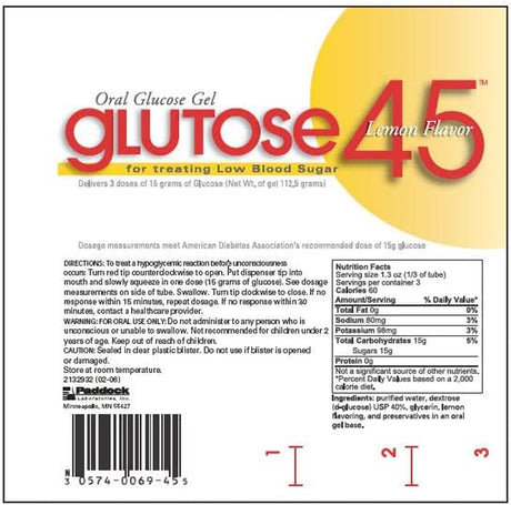 45 Oral Glucose Gel Lemon Flavor - 112.5 Gm, Pack of 4