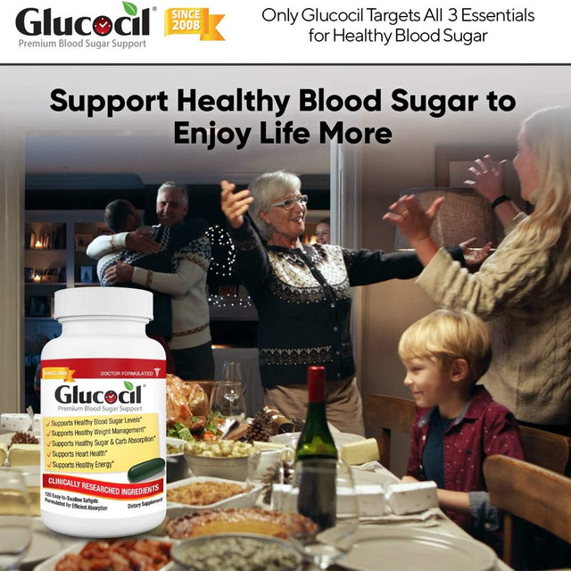 Glucocil – the Total Blood Sugar Optimizer, over 1 Million Bottles Sold, Premium Blood Sugar Support Supplement, Extra Strength Softgels*, Targets All 3 Essentials for Normal Blood Sugar,