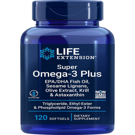 Life Extension Super Omega-3 plus EPA/DHA Fish Oil, Sesame Lignans, Olive Extract, Krill & Astaxanthin - Heart, Brain & Joint Health Support - Gluten-Free, Non-Gmo - 120 Softgels