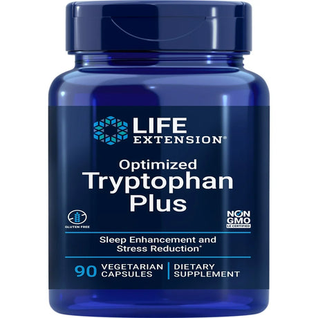 Life Extension Optimized Tryptophan Plus, 1000 Mg - Support for Healthy Sleep, Mood, Stress Response & Satiety - Gluten-Free, Non-Gmo - 90 Vegetarian Capsules