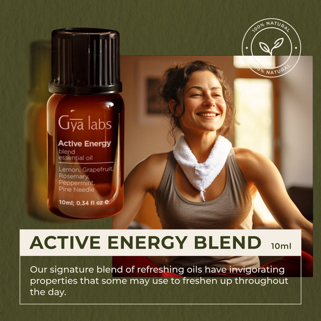 Gya Labs Active Energy Essential Oil Blend for Diffuser - Natural for Aromatherapy Oils Energy, Essential Oils Rejuvenating & Refreshing (10Ml) - 100% Natural
