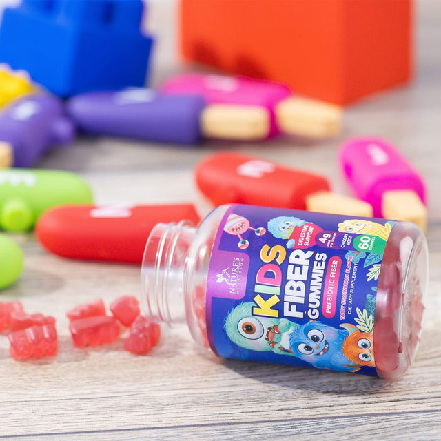 Kids Fiber Gummy Bears Supplement - Daily Prebiotic Fiber for Kids, Supports Regularity, Digestive Health & Immune Support, Nature'S Plant Based Chicory Root Vitamins, Vegan, Berry Flavor, 60 Gummies