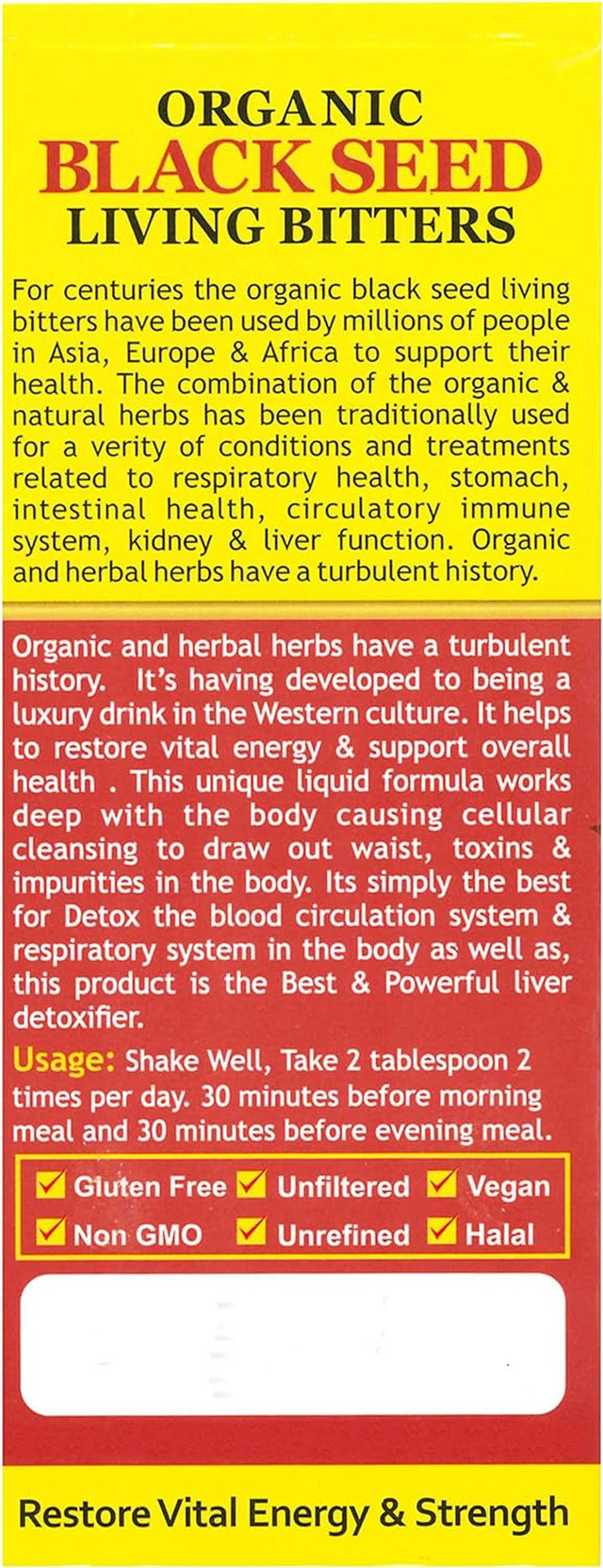 Essential Palace Organic Black Seed Detox Living Bitters [Brown - 8 Oz]