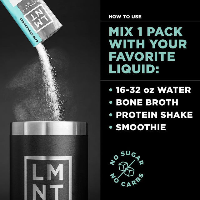 LMNT Zero-Sugar Electrolytes - Raw Unflavored Salt - Hydration Powder Packets | No Artificial Ingredients | Keto & Paleo Friendly | 30 Sticks